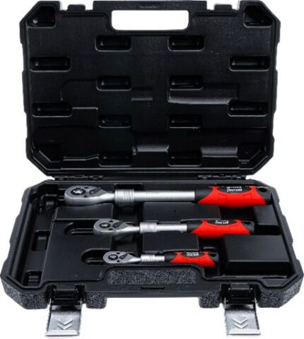 Juego de Matracas Reversibles Extensibles  6,3 mm (1/4”) - 10 mm (3/8”) - 12,5 mm (1/2”) | 3 pz
